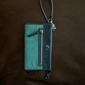 Coach leather 2 tone wristlet